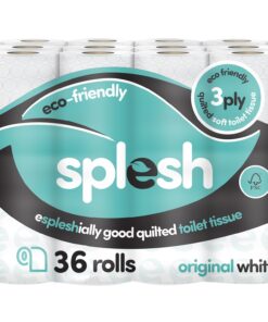 Splesh Toilet Roll, Soft & Quilted Eco-Friendly, White, 36 Rolls