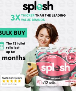 Alternative view of Splesh Quilted Toilet Roll Luxury Watermelon 3-Ply Soft Toilet Paper, 72 Rolls