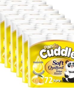 Panda Cuddle Soft Quilted Toilet Rolls, Super Quality Classic 3 Ply Toilet Tissue Unscented, 72 Rolls